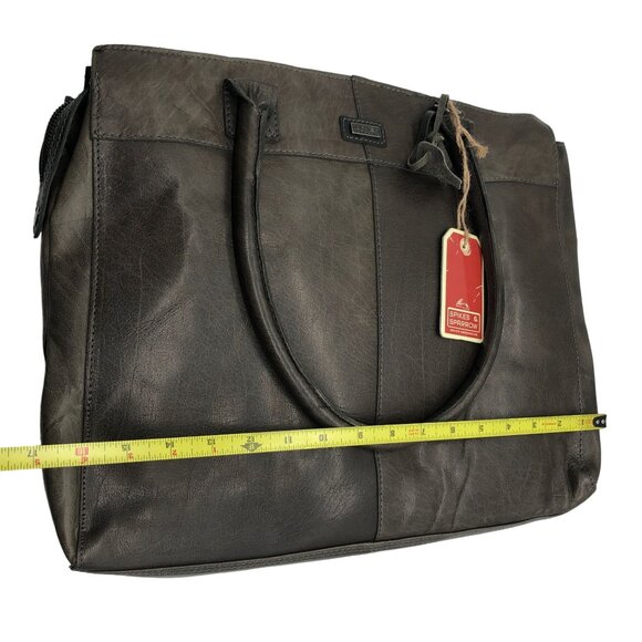 Spikes & Sparrows Addison Leather Tote Bag Zipper Closure Dual Handles Gray - Picture 5 of 7